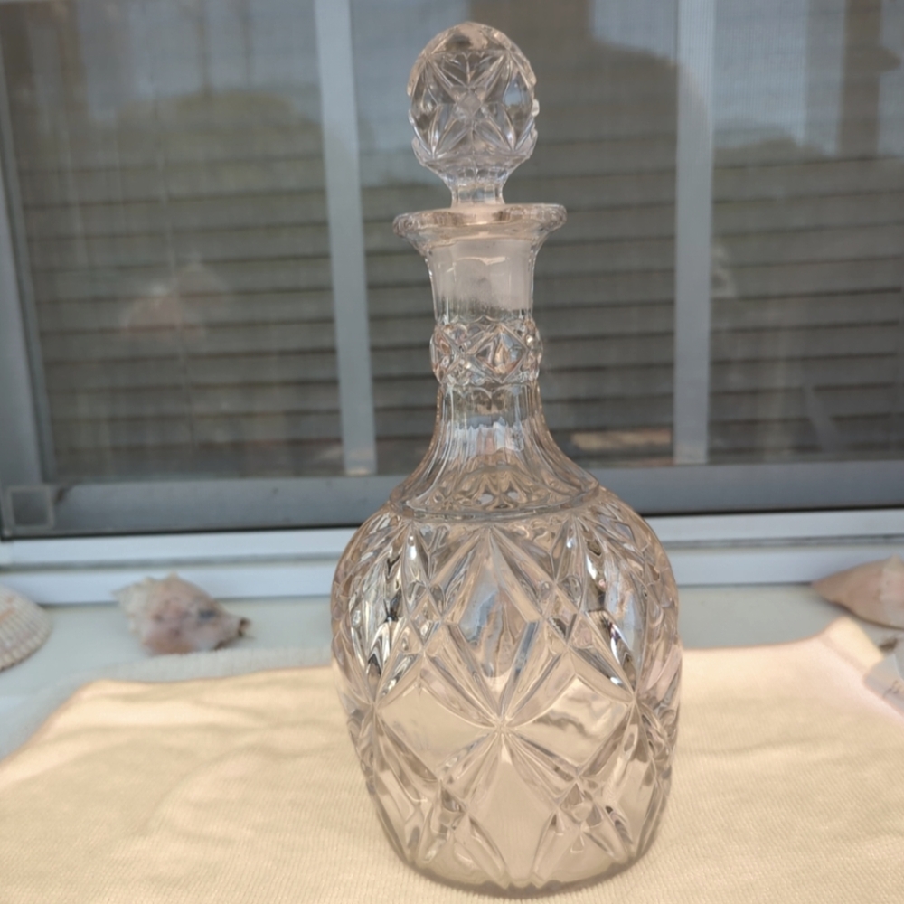 Antique Lead Crystal Gorham Decanter w/ Stopper Heavy 10.5" Tall 1950s